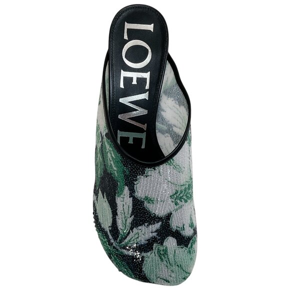 Loewe Green Hibiscus Sequined Toy Mules - Picture 4 of 9